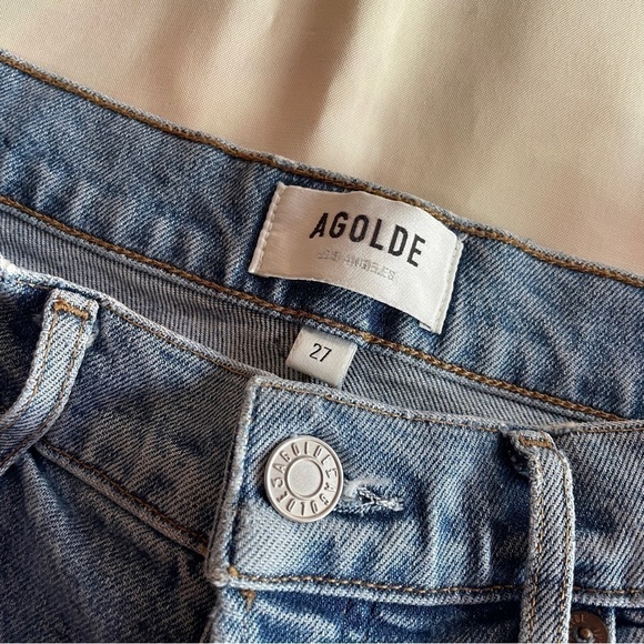 Agolde- Riley High Rise Straight Crop Jeans in Light Wash Whiplash Size 27 - Picture 9 of 10